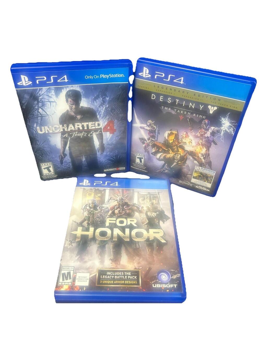 PS4 Game Lot of 3 – Uncharted 4, For Honor, Destiny The Taken King